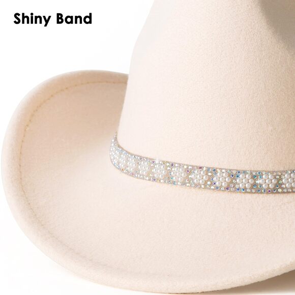 8478 Women\'s Cowboy Hats - Felt Western Cowgirl Hat Ladies With Rhinestone